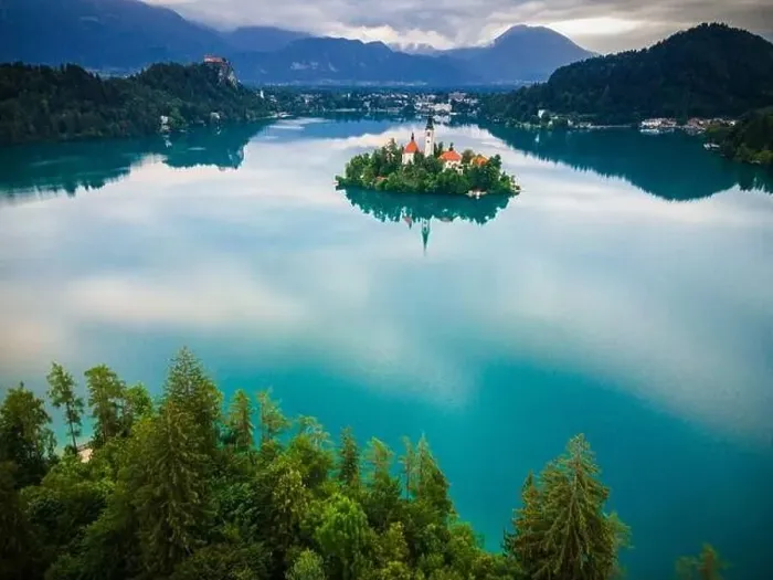 Framed Print : Bled Lake Alpine Landscape and Landmark in Slovenia