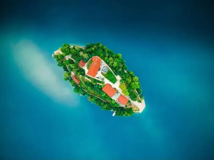 Framed Print : Bled Lake Top Down Drone View on Church on Island, Slovenia Framed Print : Bled Lake Top Down Drone View on Church on Island, Slovenia