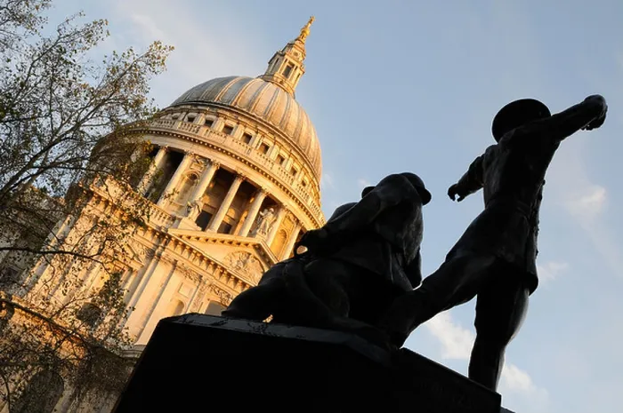 Framed Print : The Blitz, WW2 Firefighters Memorial outside St Paul's Cathedral, London, UK Framed Print : The Blitz, WW2 Firefighters Memorial outside St Paul's Cathedral, London, UK