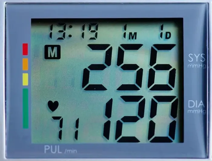Framed Print : Blood pressure monitor with display of high values Framed Print : Blood pressure monitor with display of high values