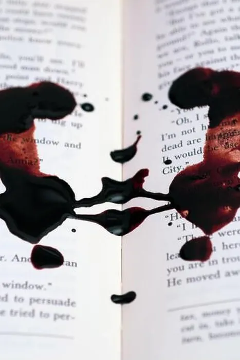 Framed Print : blood (red ink) on book pages Framed Print : blood (red ink) on book pages