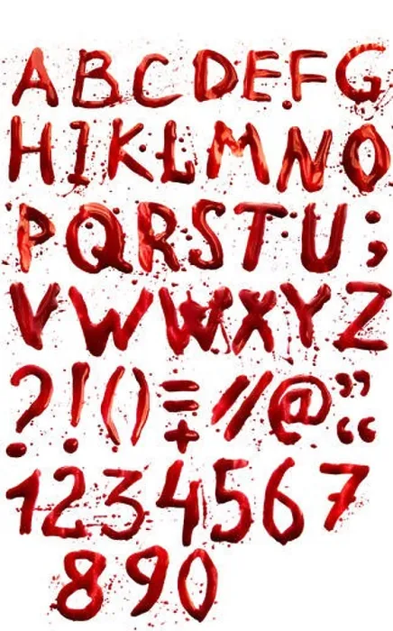 Framed Print : Bloody alphabet (font) full set isolated on white background Framed Print : Bloody alphabet (font) full set isolated on white background