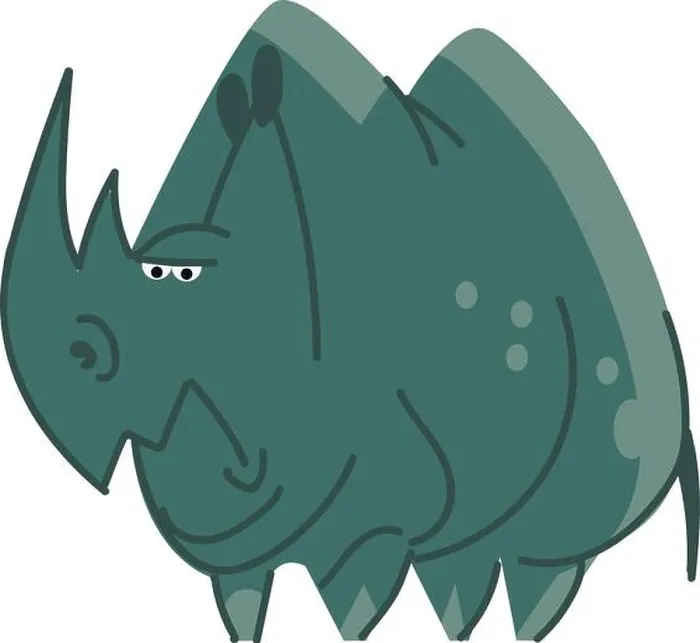 Framed Print : Blue angry rhinoceros vector or color illustration