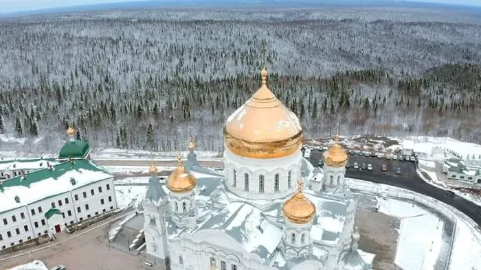 Framed Print : Blue big monastery. Bird's-eye view Framed Print : Blue big monastery. Bird's-eye view