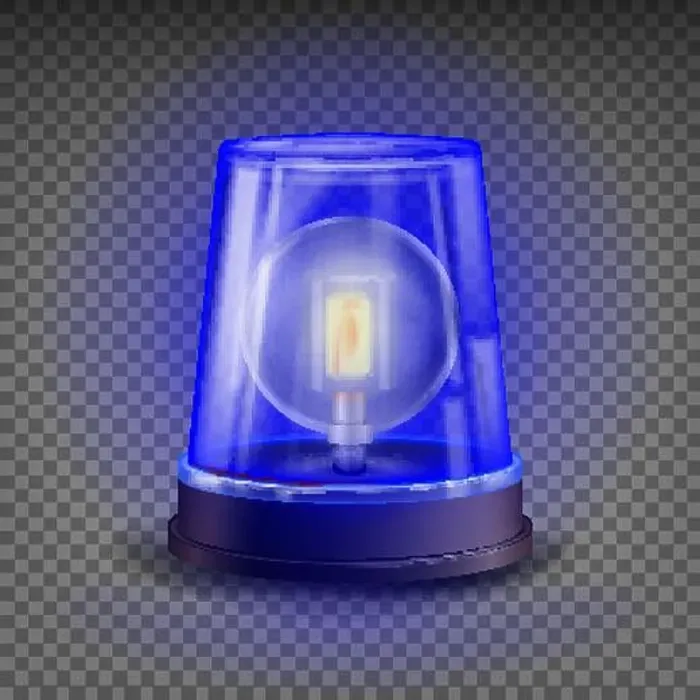 Framed Print : Blue Flasher Siren Vector. 3D Realistic Object Framed Print : Blue Flasher Siren Vector. 3D Realistic Object