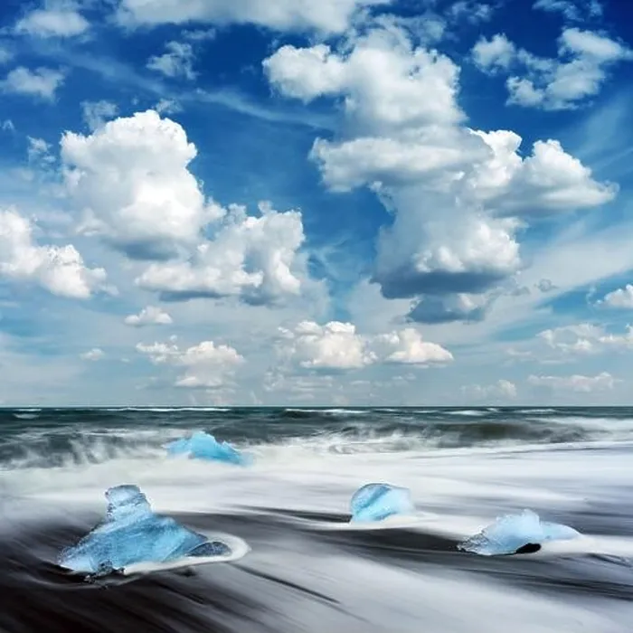 Framed Print : Blue Iceberg pieces on Diamond beach near Jokulsarlon lagoon, Iceland. Landscape photography Framed Print : Blue Iceberg pieces on Diamond beach near Jokulsarlon lagoon, Iceland. Landscape photography