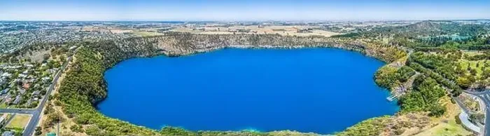 Framed Print : The Blue Lake is a crater lake located in a dormant volcanic maar of Mount Gambier in South Australia - aerial Framed Print : The Blue Lake is a crater lake located in a dormant volcanic maar of Mount Gambier in South Australia - aerial