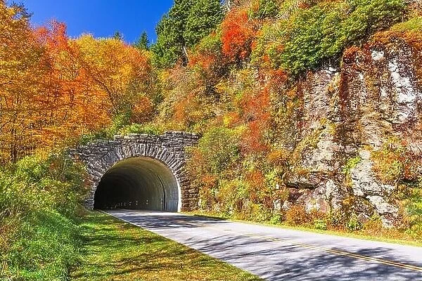 Blue Ridge Parkway Tunnel in Pisgah National Forest, NC, USA