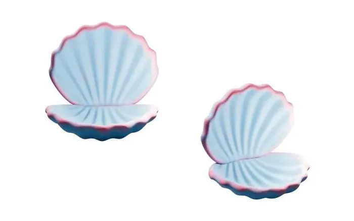 Framed Print : Blue scallop shell with cartoon style, 3d rendering. 3D illustration Framed Print : Blue scallop shell with cartoon style, 3d rendering. 3D illustration