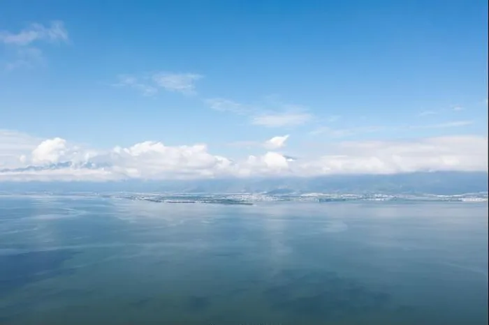 Framed Print : Blue sky and lake. Photo in Erhai, Yunnan, China