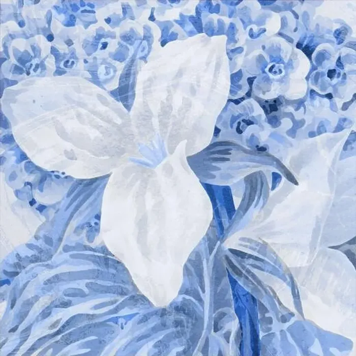 Framed Print : Blue-toned square floral art, digitally created Framed Print : Blue-toned square floral art, digitally created