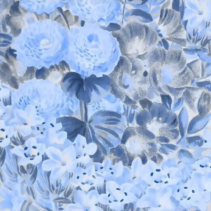 Framed Print : Blue-toned square floral art, digitally created Framed Print : Blue-toned square floral art, digitally created