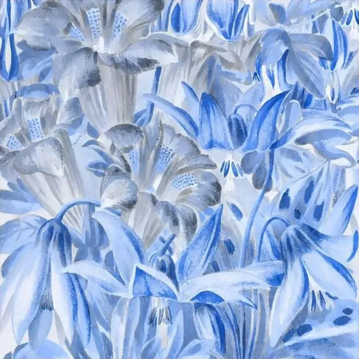 Framed Print : Blue-toned square floral art, digitally created Framed Print : Blue-toned square floral art, digitally created