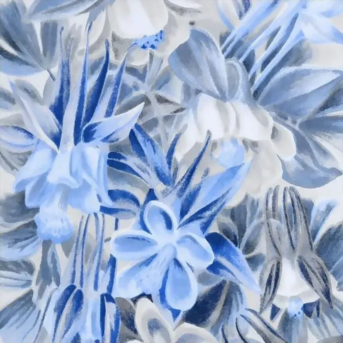 Framed Print : Blue-toned square floral art, digitally created Framed Print : Blue-toned square floral art, digitally created
