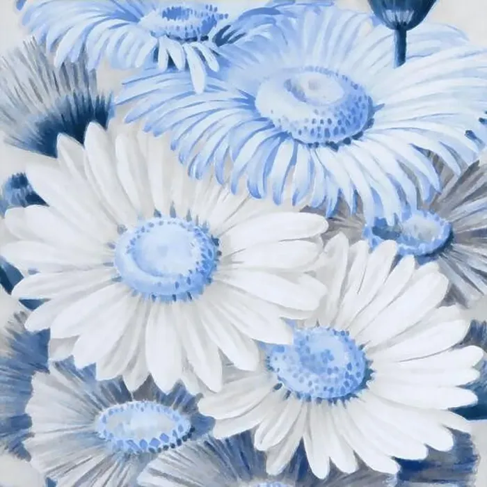 Framed Print : Blue-toned square floral art, digitally created Framed Print : Blue-toned square floral art, digitally created