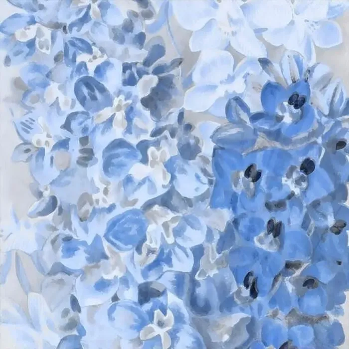 Framed Print : Blue-toned square floral art, digitally created Framed Print : Blue-toned square floral art, digitally created