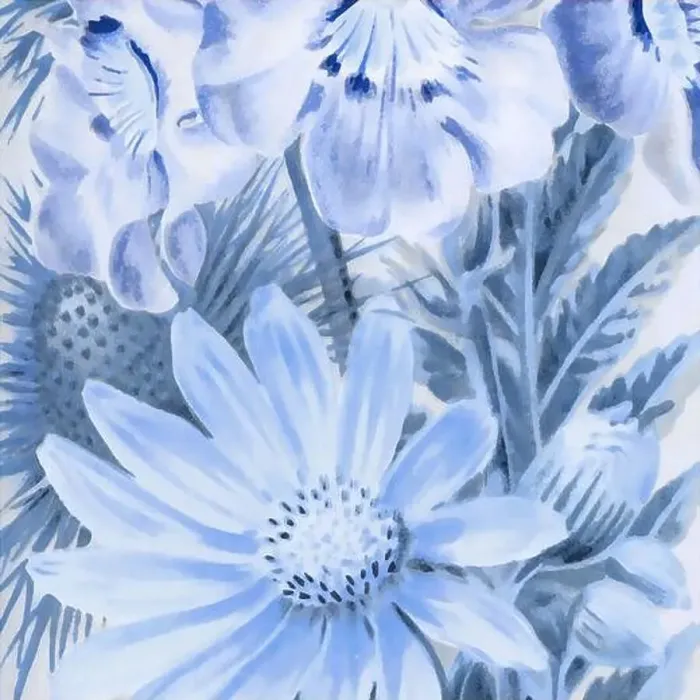 Framed Print : Blue-toned square floral art, digitally created Framed Print : Blue-toned square floral art, digitally created