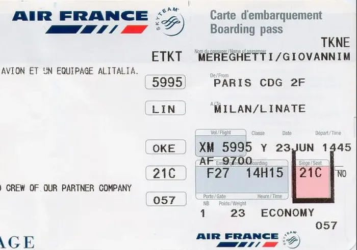 Framed Print : Boarding Pass. Fly From Paris to Milan. Air France Framed Print : Boarding Pass. Fly From Paris to Milan. Air France