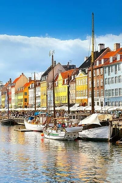 The boat in Nyhavn Canal, Copenhagen, Denmark