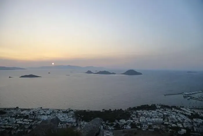 Framed Print : Bodrum, Turkey. 04 October 2023: Seaside town of Turgutreis and spectacular sunsets. aerial view of islands and sea Framed Print : Bodrum, Turkey. 04 October 2023: Seaside town of Turgutreis and spectacular sunsets. aerial view of islands and sea