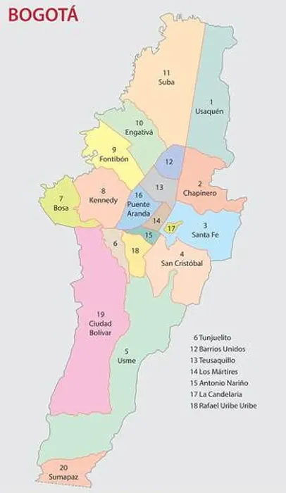 Framed Print : bogota administrative map Framed Print : bogota administrative map