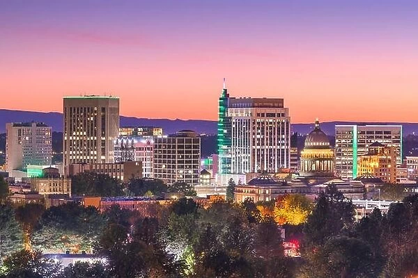 Boise, Idaho, USA downtown cityscape at twilight