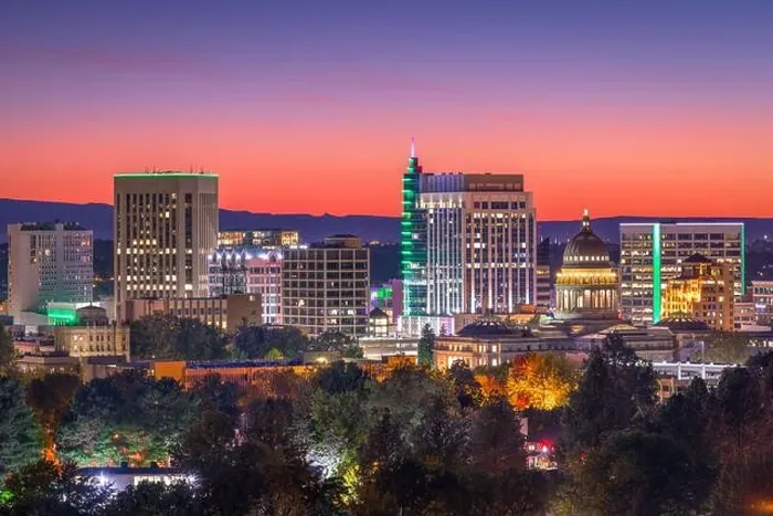 Framed Print : Boise, Idaho, USA downtown cityscape at twilight Framed Print : Boise, Idaho, USA downtown cityscape at twilight