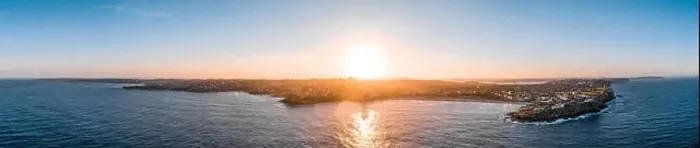 Framed Print : Bondi Beach Drone Shot at Sunset with Sydney CBD in background at Sunset Framed Print : Bondi Beach Drone Shot at Sunset with Sydney CBD in background at Sunset