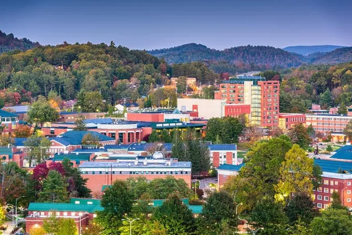 Framed Print : Boone, North Carolina, USA campus and town skyline at twilight Framed Print : Boone, North Carolina, USA campus and town skyline at twilight