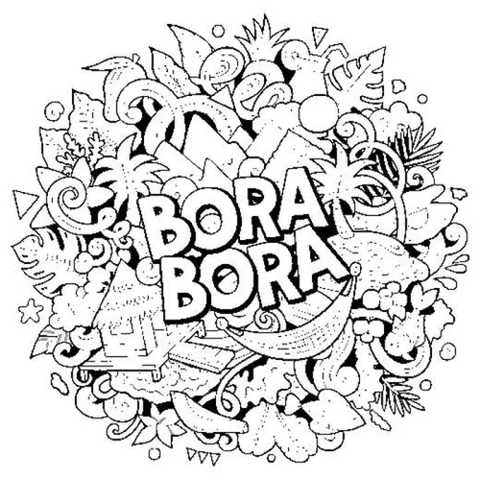 Framed Print : Bora-Bora hand drawn cartoon doodle illustration Framed Print : Bora-Bora hand drawn cartoon doodle illustration