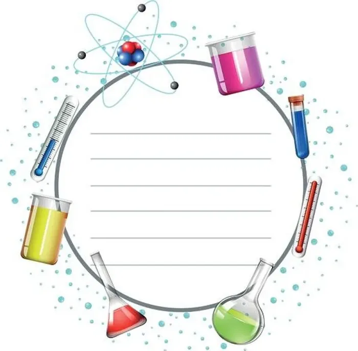 Framed Print : Border design with science equipments illustration Framed Print : Border design with science equipments illustration
