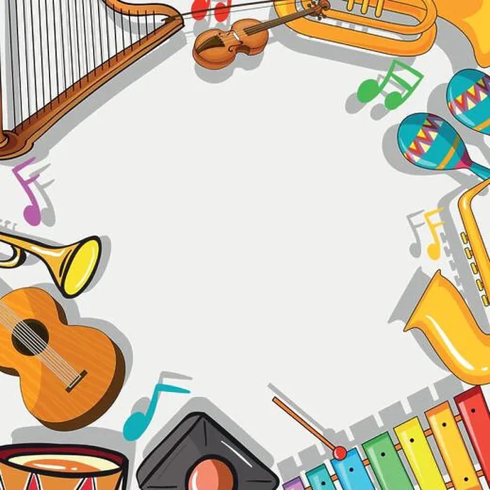 Framed Print : Border template with musical instruments illustration Framed Print : Border template with musical instruments illustration