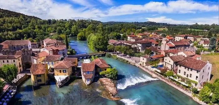 Framed Print : Borghetto sul Mincio aerial view Framed Print : Borghetto sul Mincio aerial view