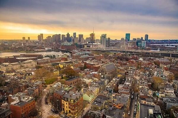 Bostom, Massachusetts, USA downtown city skyline from Bunker Hill