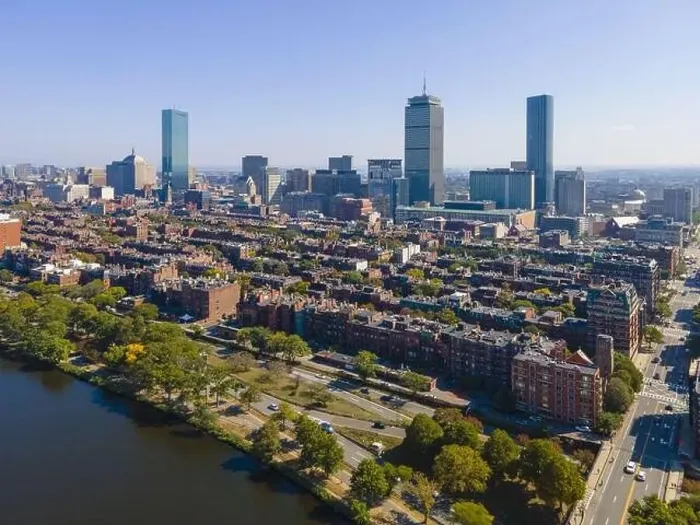 Framed Print : Boston Back Bay modern city skyline including John Hancock Tower Framed Print : Boston Back Bay modern city skyline including John Hancock Tower