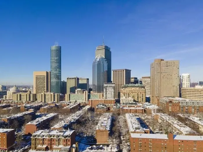 Framed Print : Boston Back Bay modern city skyline including Prudential Tower Framed Print : Boston Back Bay modern city skyline including Prudential Tower