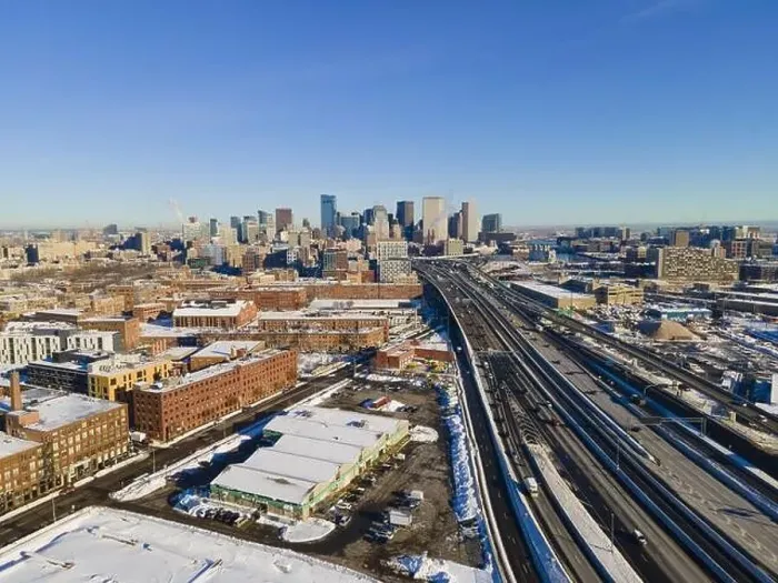 Framed Print : Boston downtown modern city skyline and Interstate Highway 93 in winter aerial view, Boston, Massachusetts MA, USA Framed Print : Boston downtown modern city skyline and Interstate Highway 93 in winter aerial view, Boston, Massachusetts MA, USA