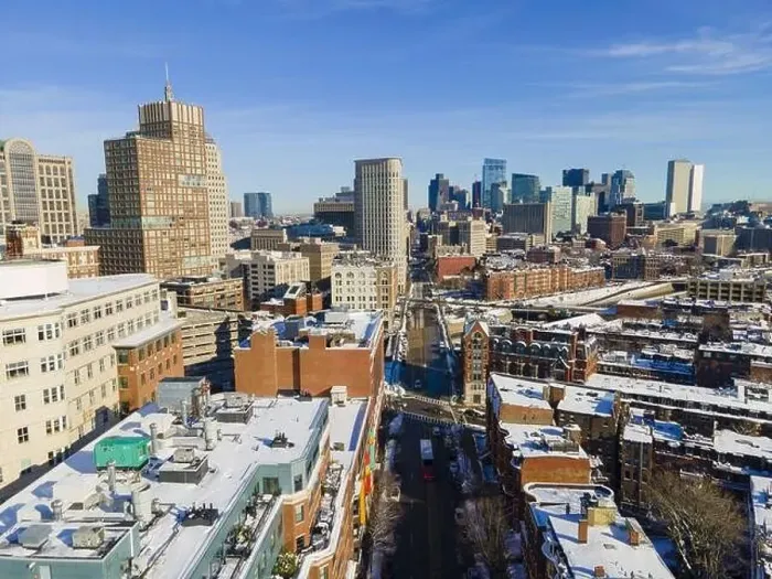 Framed Print : Boston financial district modern skyline on Columbus Avenue in winter at downtown Boston, Massachusetts MA, USA Framed Print : Boston financial district modern skyline on Columbus Avenue in winter at downtown Boston, Massachusetts MA, USA