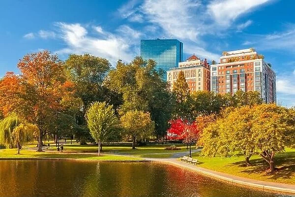 Boston, Massachusetts, USA at Boston Public Garden in the autumn season