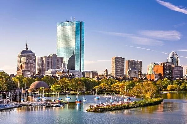 Boston, Massachusetts, USA city skyline on the river
