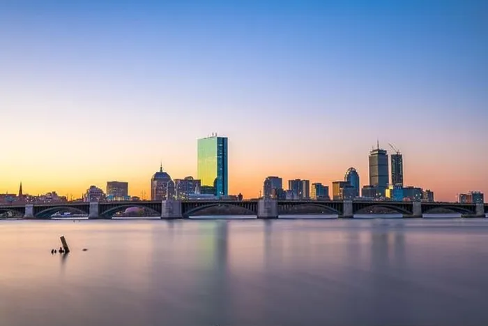 Framed Print : Boston, Massachusetts, USA downtown cityscape from across the Charles River at dawn Framed Print : Boston, Massachusetts, USA downtown cityscape from across the Charles River at dawn