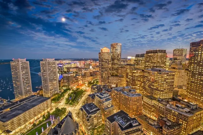 Framed Print : Boston, Massachusetts, USA financial district cityscape