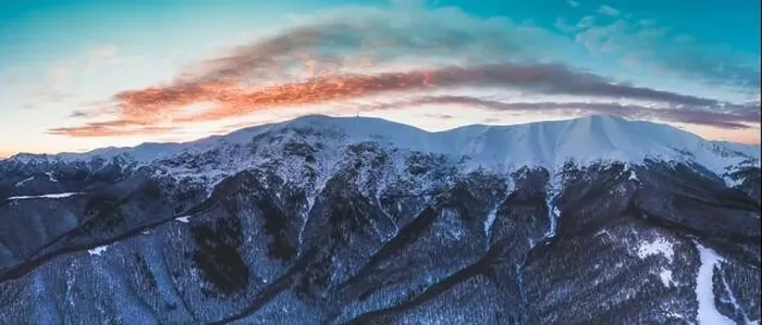 Framed Print : Botev peak, mountain line, and the sky in sunset colors