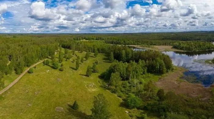 Framed Print : Boxholm in Sweden, panorama of a forested region Framed Print : Boxholm in Sweden, panorama of a forested region