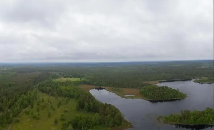 Framed Print : Boxholm in Sweden, panorama of a forested region and Arrebo lake Framed Print : Boxholm in Sweden, panorama of a forested region and Arrebo lake