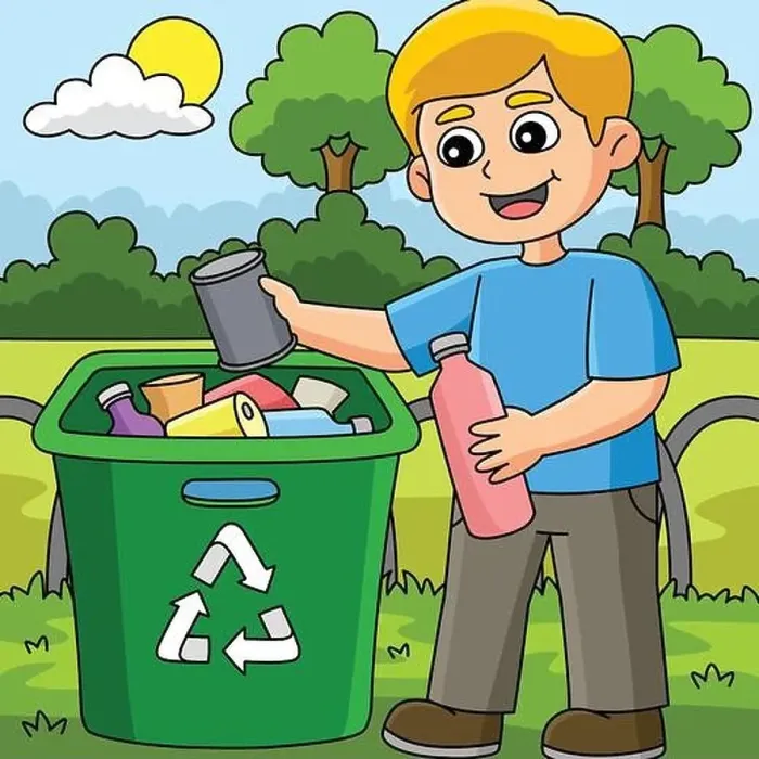 Framed Print : Boy Recycling Colored Cartoon Illustration Framed Print : Boy Recycling Colored Cartoon Illustration