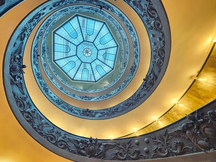 Framed Print : The Bramante Staircase is a double helix, having two staircases allowing people to ascend without meeting people descending Framed Print : The Bramante Staircase is a double helix, having two staircases allowing people to ascend without meeting people descending