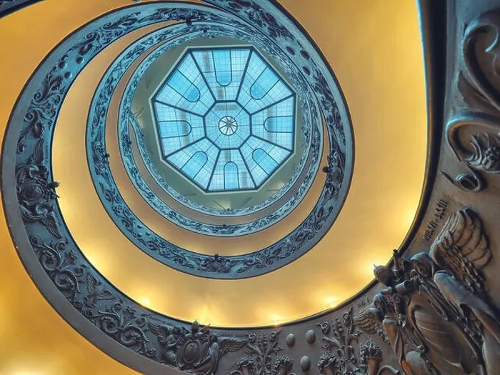 Framed Print : The Bramante Staircase is a double helix, having two staircases allowing people to ascend without meeting people descending Framed Print : The Bramante Staircase is a double helix, having two staircases allowing people to ascend without meeting people descending