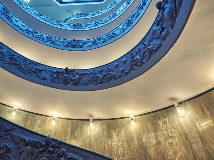 Framed Print : The Bramante Staircase is a double helix, having two staircases allowing people to ascend without meeting people descending Framed Print : The Bramante Staircase is a double helix, having two staircases allowing people to ascend without meeting people descending