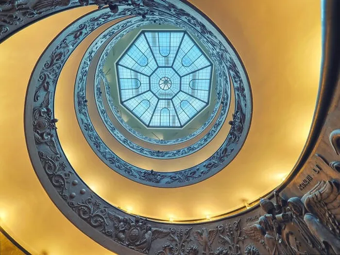 Framed Print : The Bramante Staircase is a double helix, having two staircases allowing people to ascend without meeting people descending Framed Print : The Bramante Staircase is a double helix, having two staircases allowing people to ascend without meeting people descending
